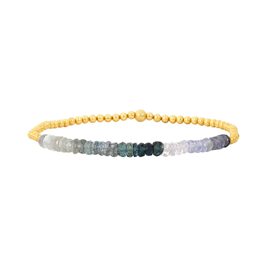 2mm Gold and Midnight Sky Sapphire Ombre Beaded Bracelet