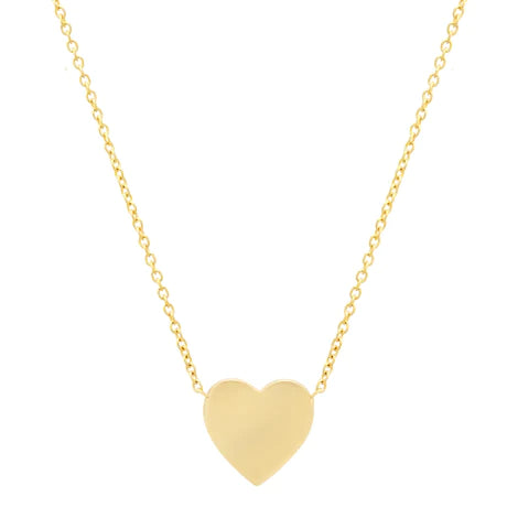 Small Flat Heart 14k Gold Chain Necklace