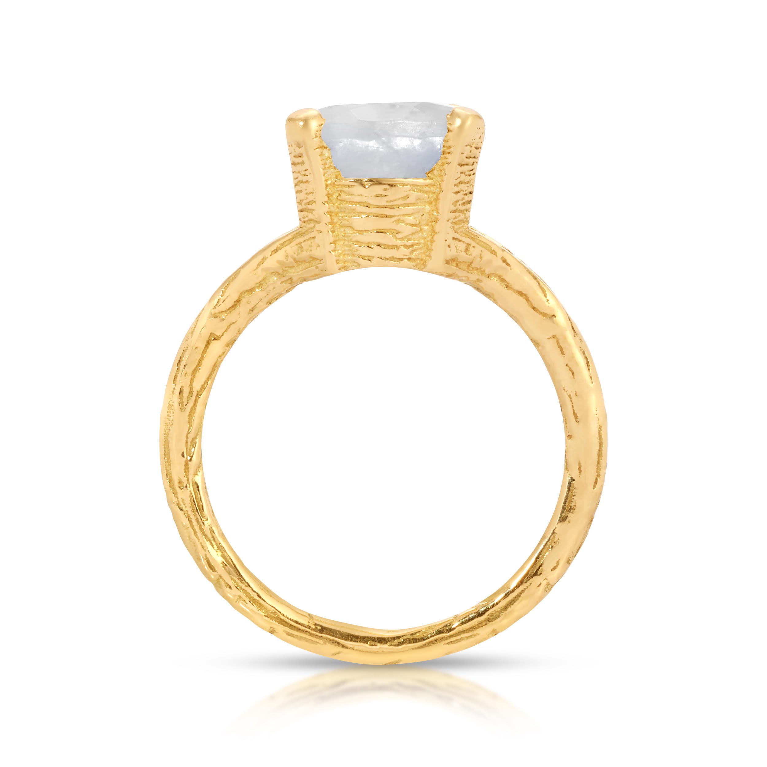 Moonstone and Diamond Venetian Ring