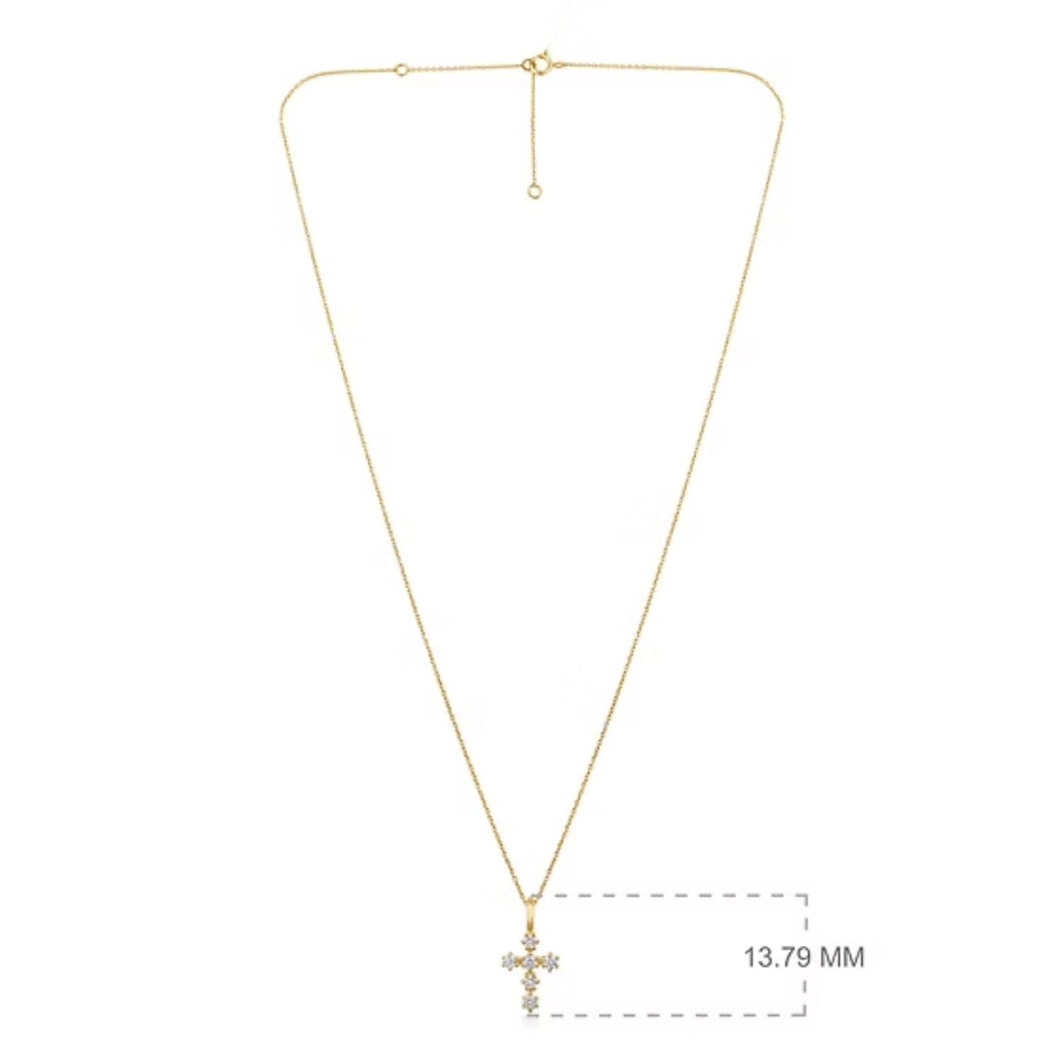 CLA NECKLACES 14K Gold 0.11ct Natural Diamond Small Cross Charm Pendant Necklace