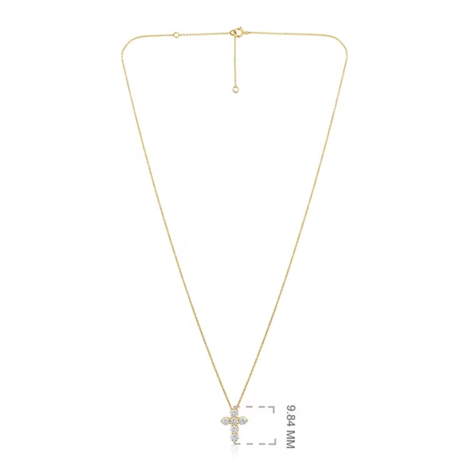 CLA NECKLACES 14K Gold 0.22ct Natural Diamond Chunky Cross Charm Pendant Necklace