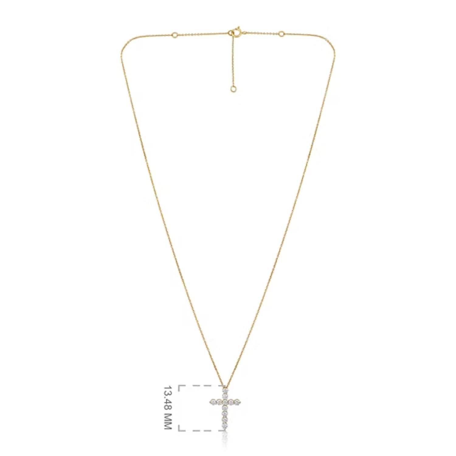 CLA NECKLACES 14K Gold 0.22ct Natural Diamond Cross Charm Pendant Necklace