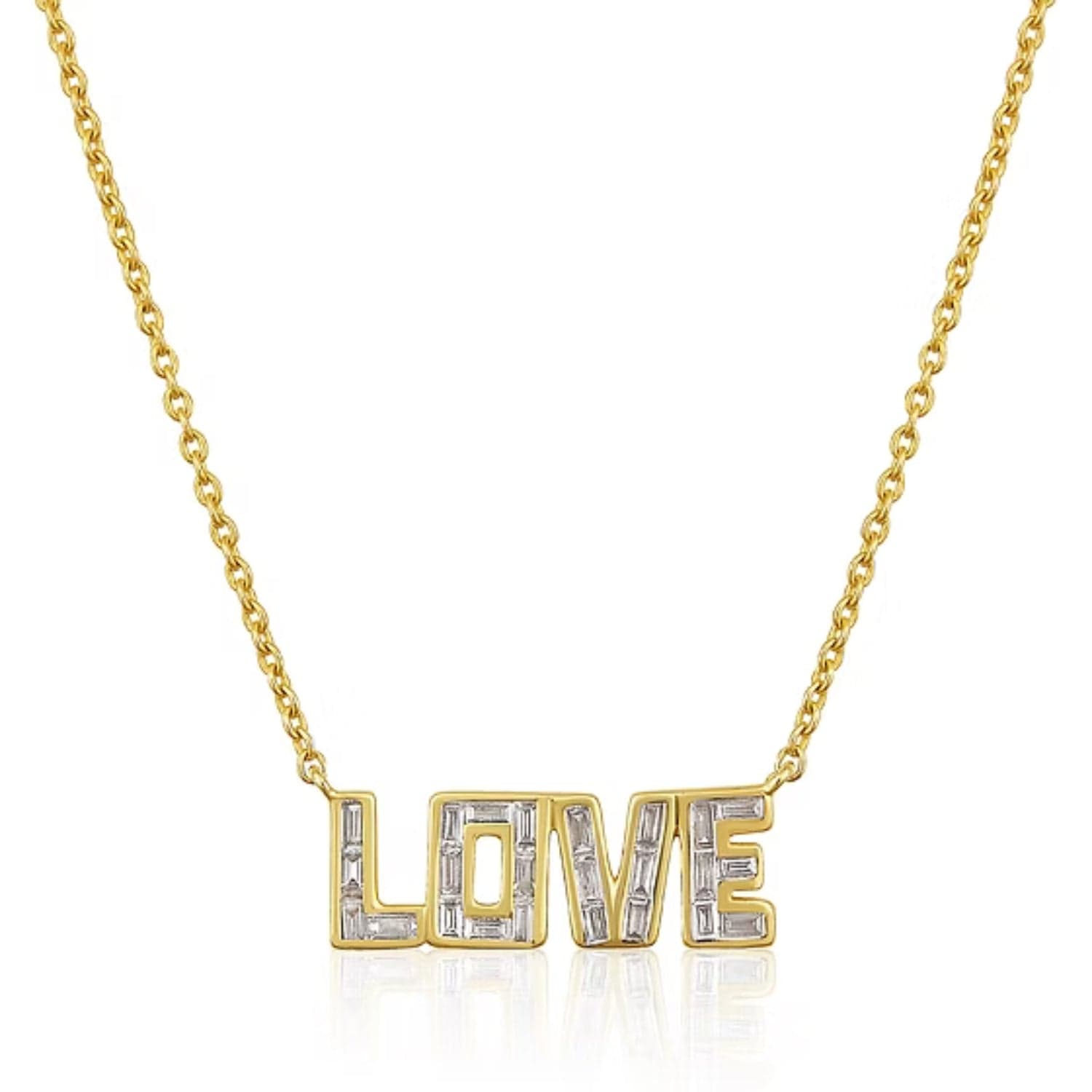 CLA NECKLACES 14K Gold 0.4ct Natural Diamond Emerald LOVE Charm Necklace