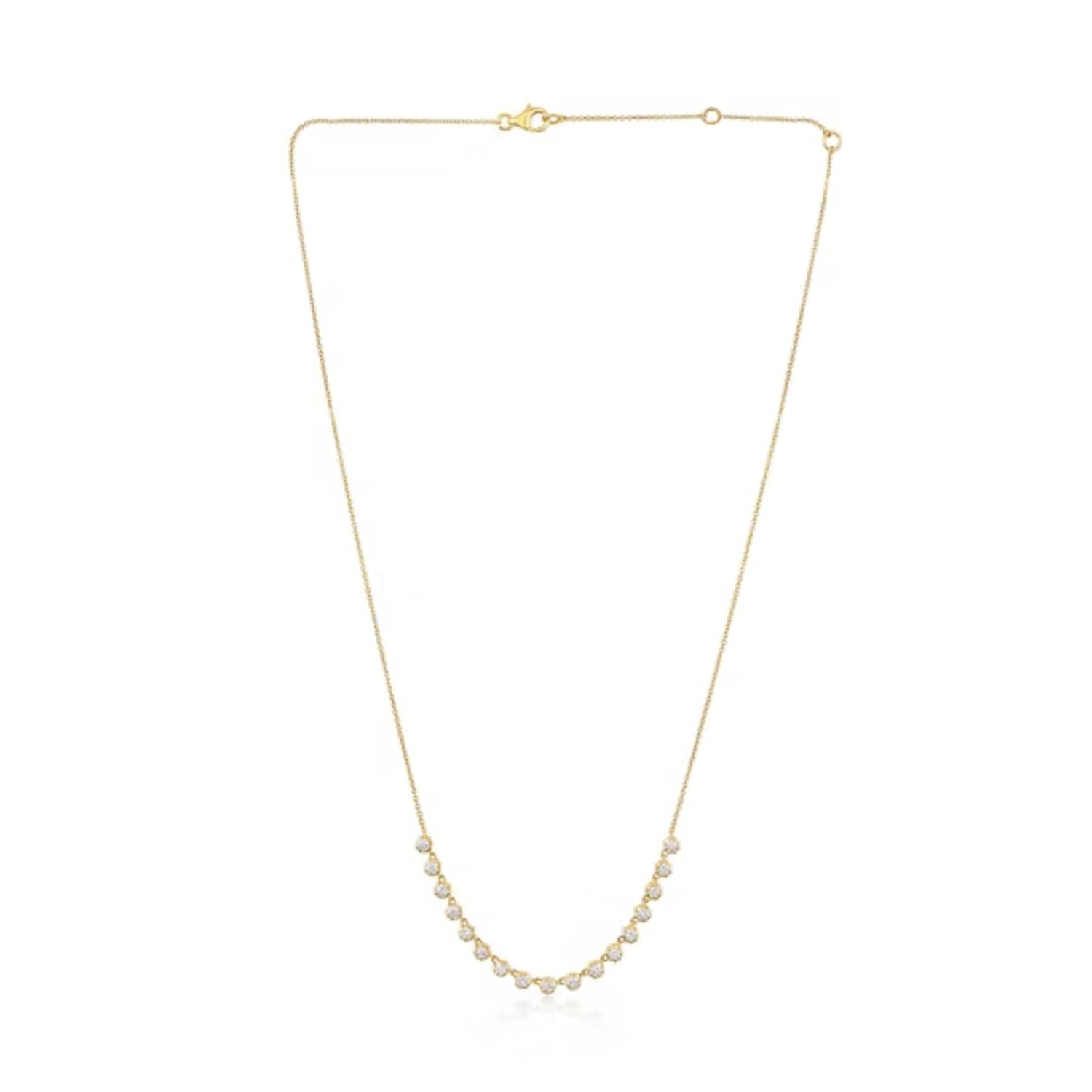 CLA NECKLACES 14K Gold 0.9ct Natural Diamond Spike Bezel Fringle Necklace