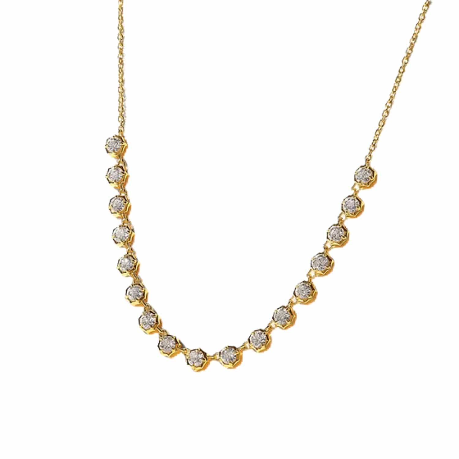 CLA NECKLACES 14K Gold 0.9ct Natural Diamond Spike Bezel Fringle Necklace