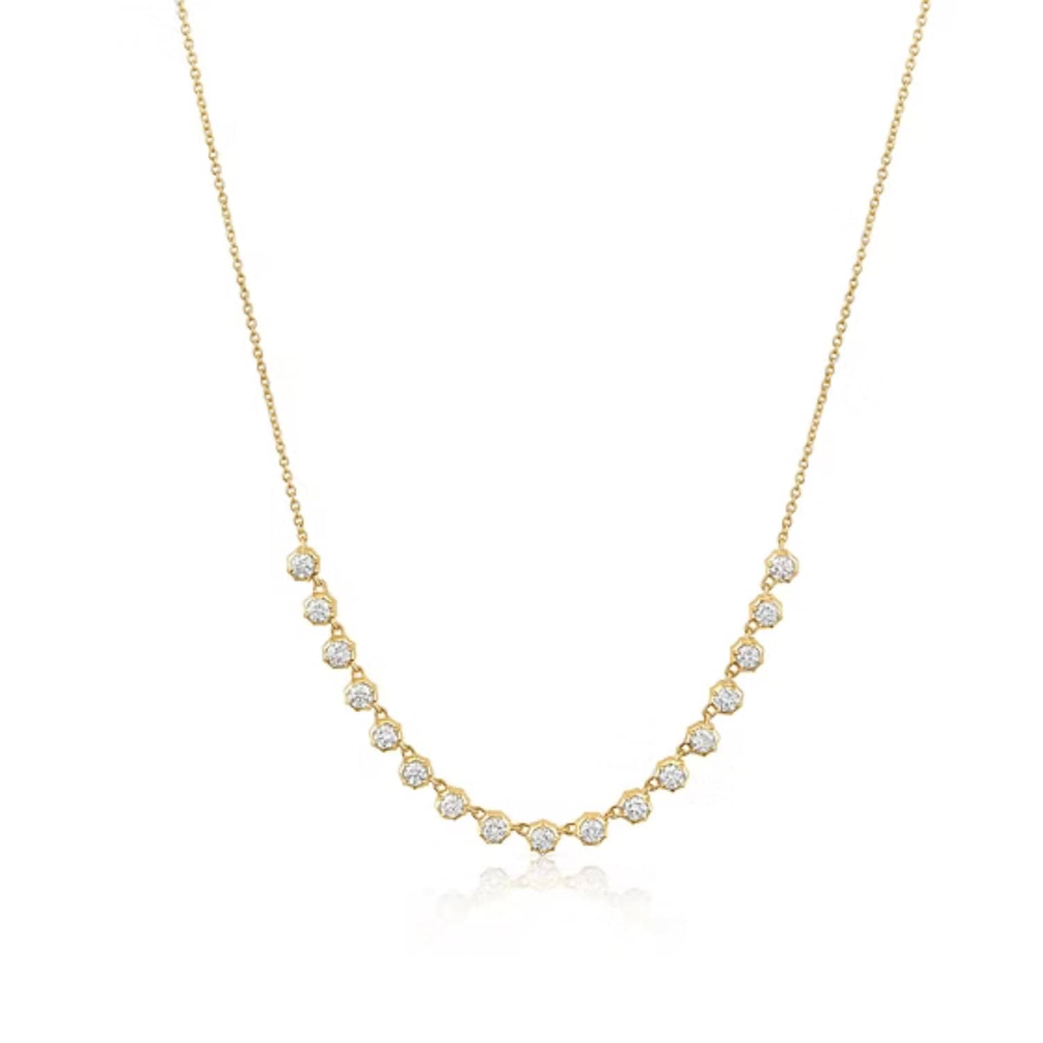 CLA NECKLACES 14K Gold 0.9ct Natural Diamond Spike Bezel Fringle Necklace