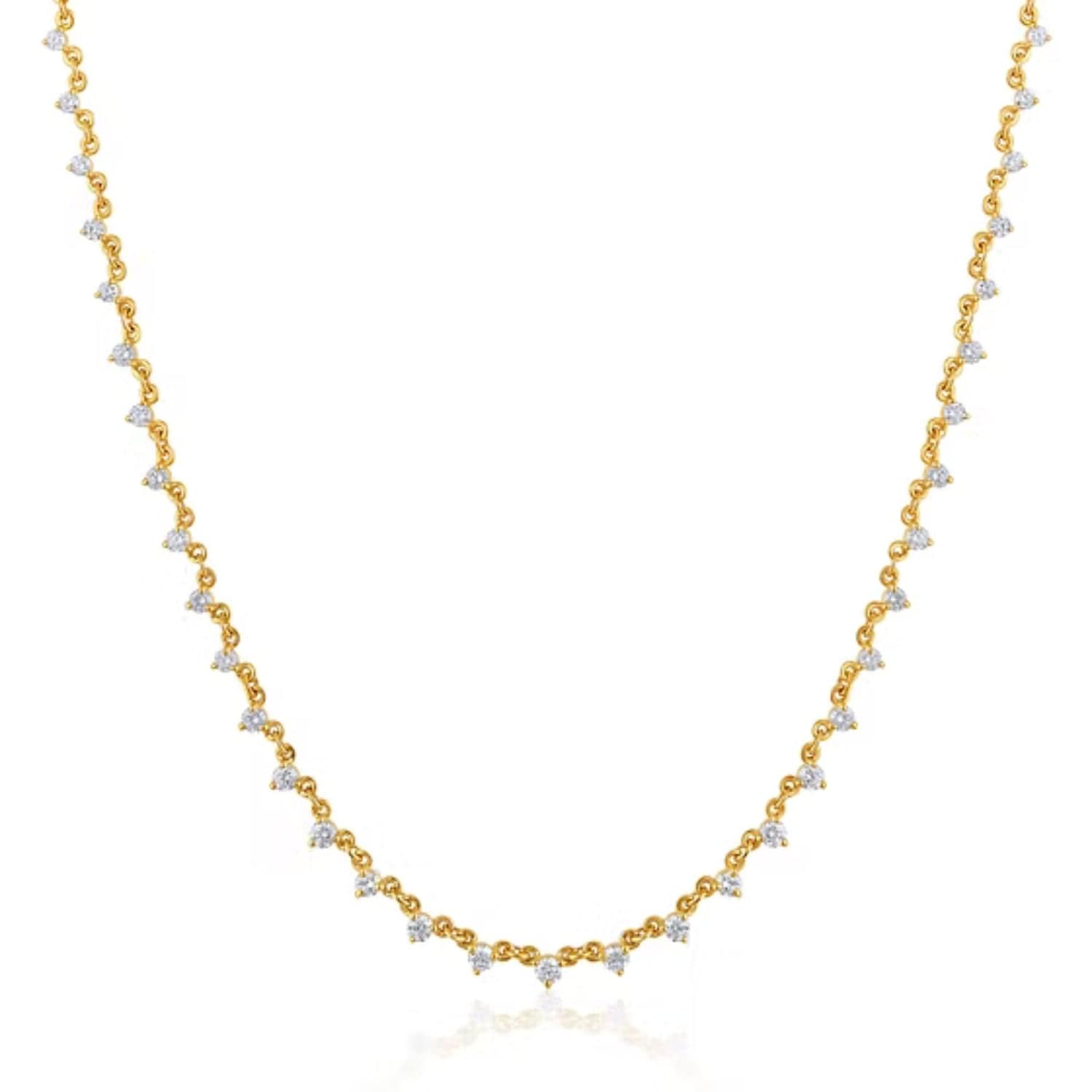 CLA NECKLACES 14K Gold 1.34ct Natural Diamond Bead Link Chain Necklace