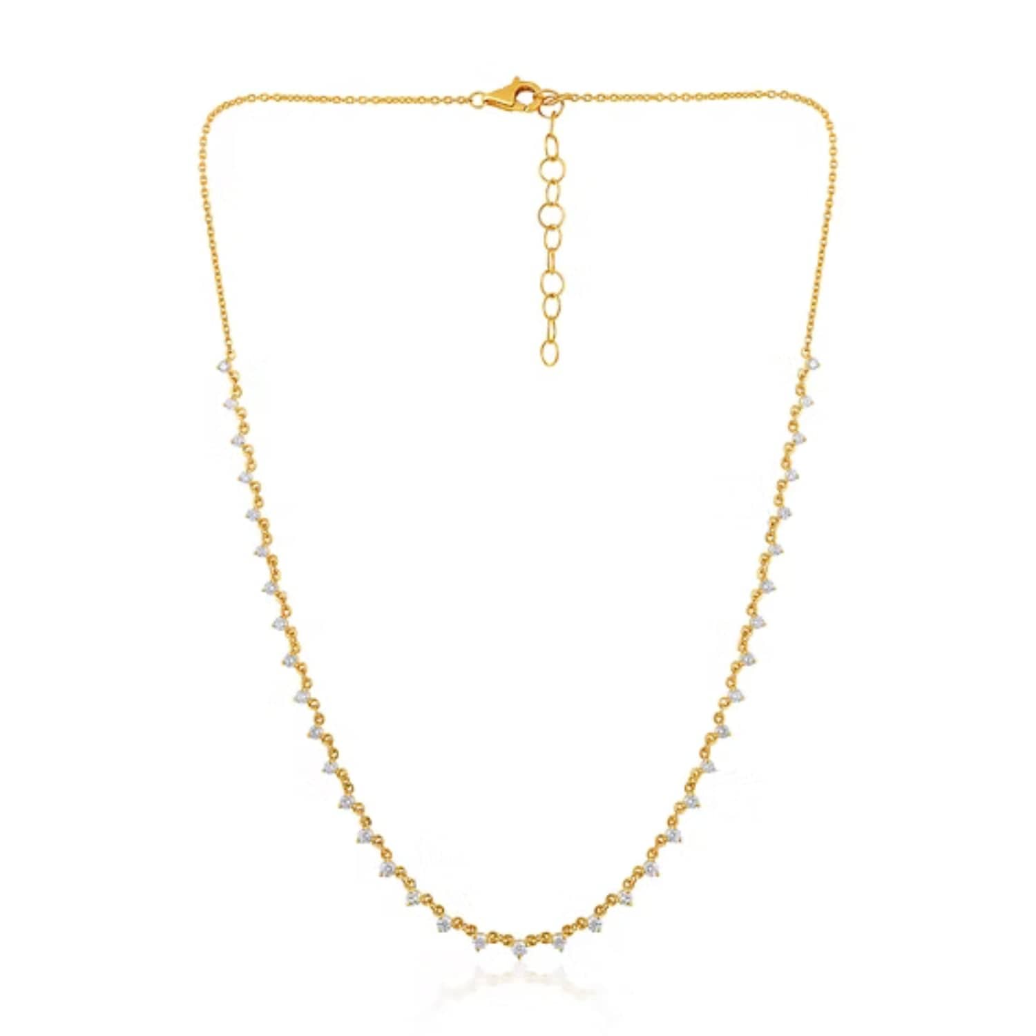 CLA NECKLACES 14K Gold 1.34ct Natural Diamond Bead Link Chain Necklace