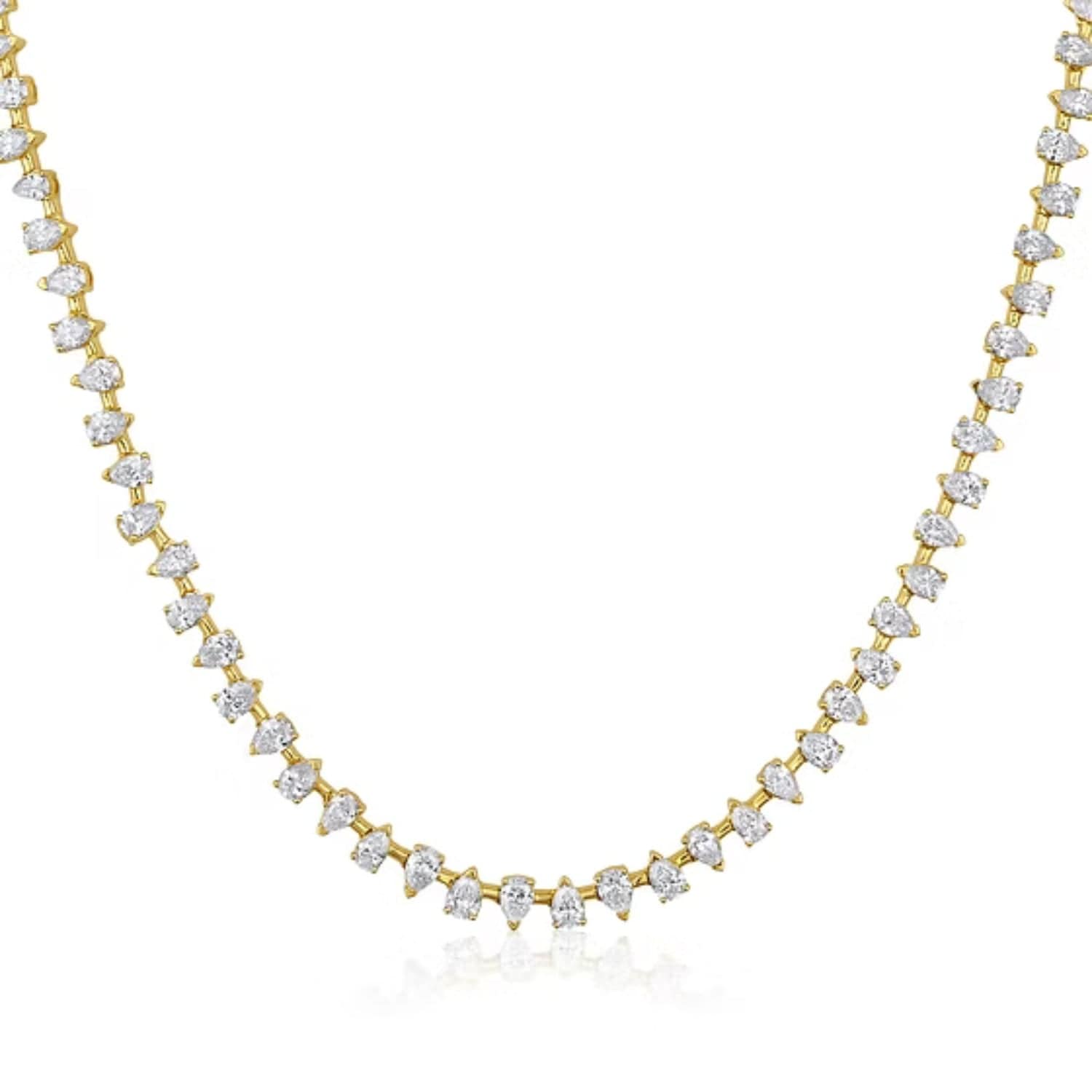 CLA NECKLACES 14K Gold 5.6ct Natural Diamond Pear Tear Drop Spike Bezel Necklace