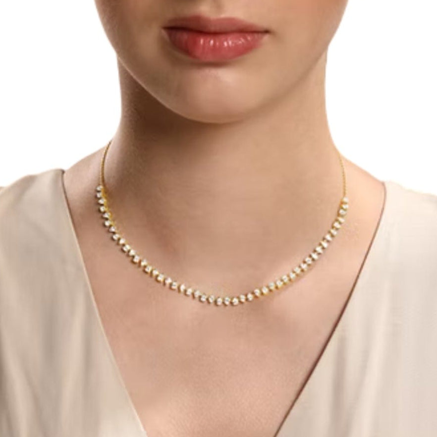 CLA NECKLACES 14K Gold 5.6ct Natural Diamond Pear Tear Drop Spike Bezel Necklace