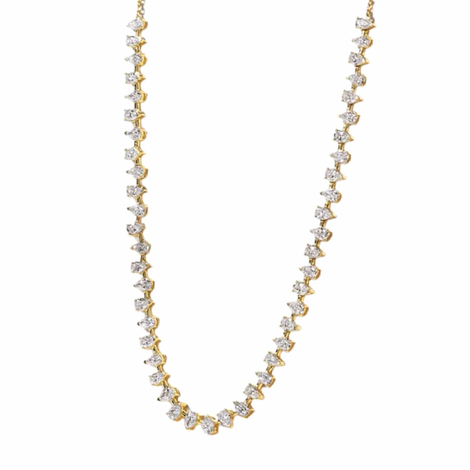 CLA NECKLACES 14K Gold 5.6ct Natural Diamond Pear Tear Drop Spike Bezel Necklace
