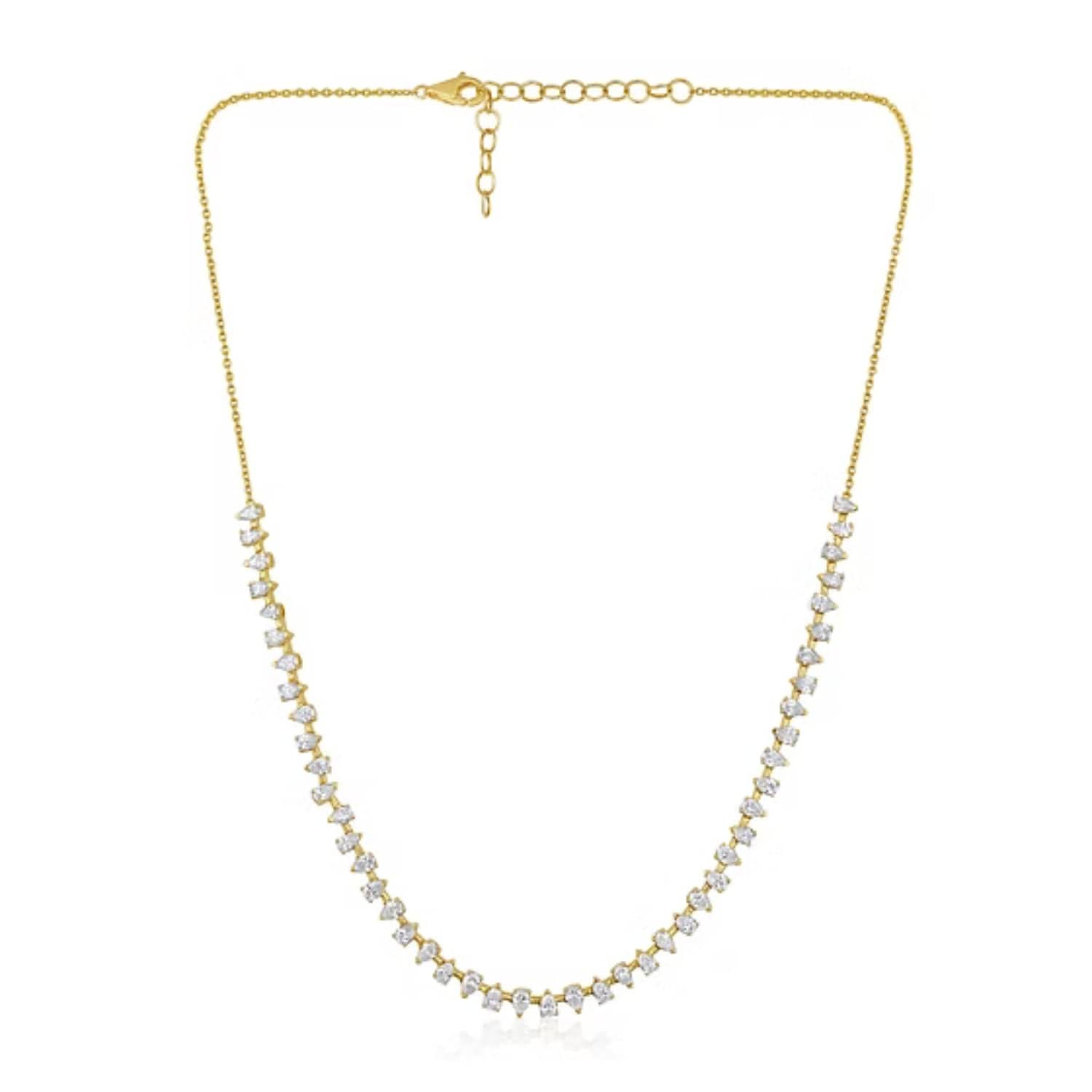 CLA NECKLACES 14K Gold 5.6ct Natural Diamond Pear Tear Drop Spike Bezel Necklace