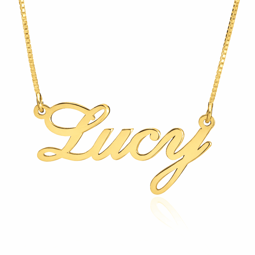 CLA NECKLACES 14K Solid Gold Nameplate Necklace