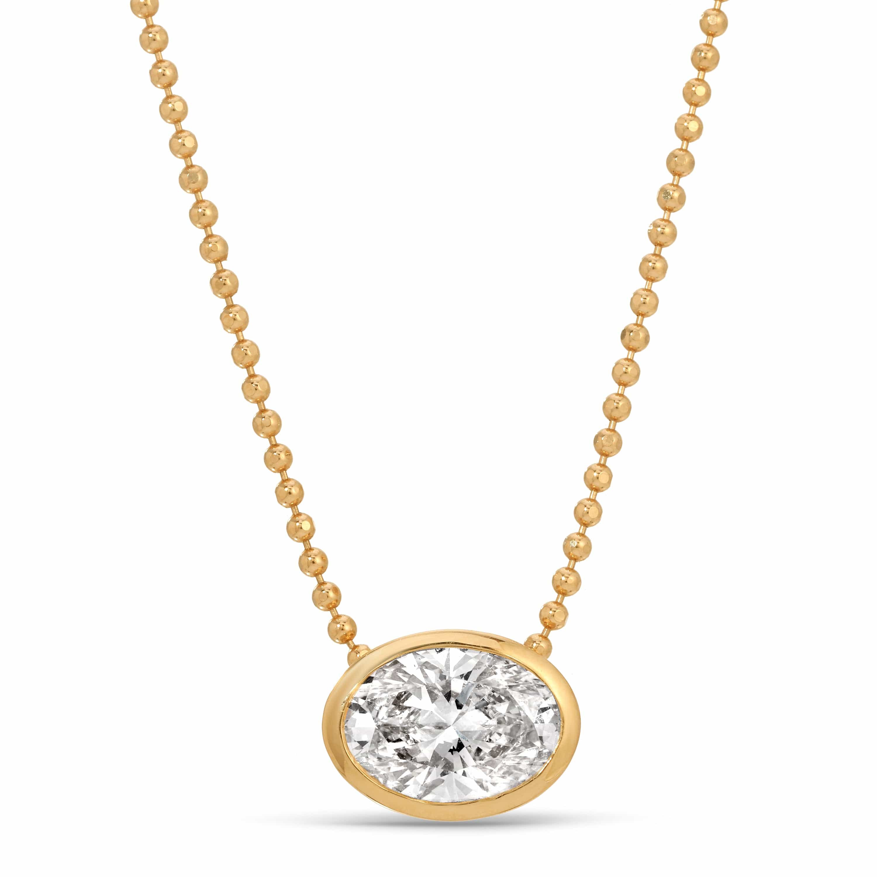 Curated Los Angeles NECKLACES 2 Carat Oval Lab Diamond Bezel Set