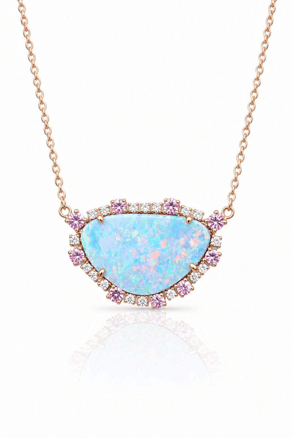 Curated Los Angeles NECKLACES Boulder Opal and Pink Sapphire Necklace in Rose Gold