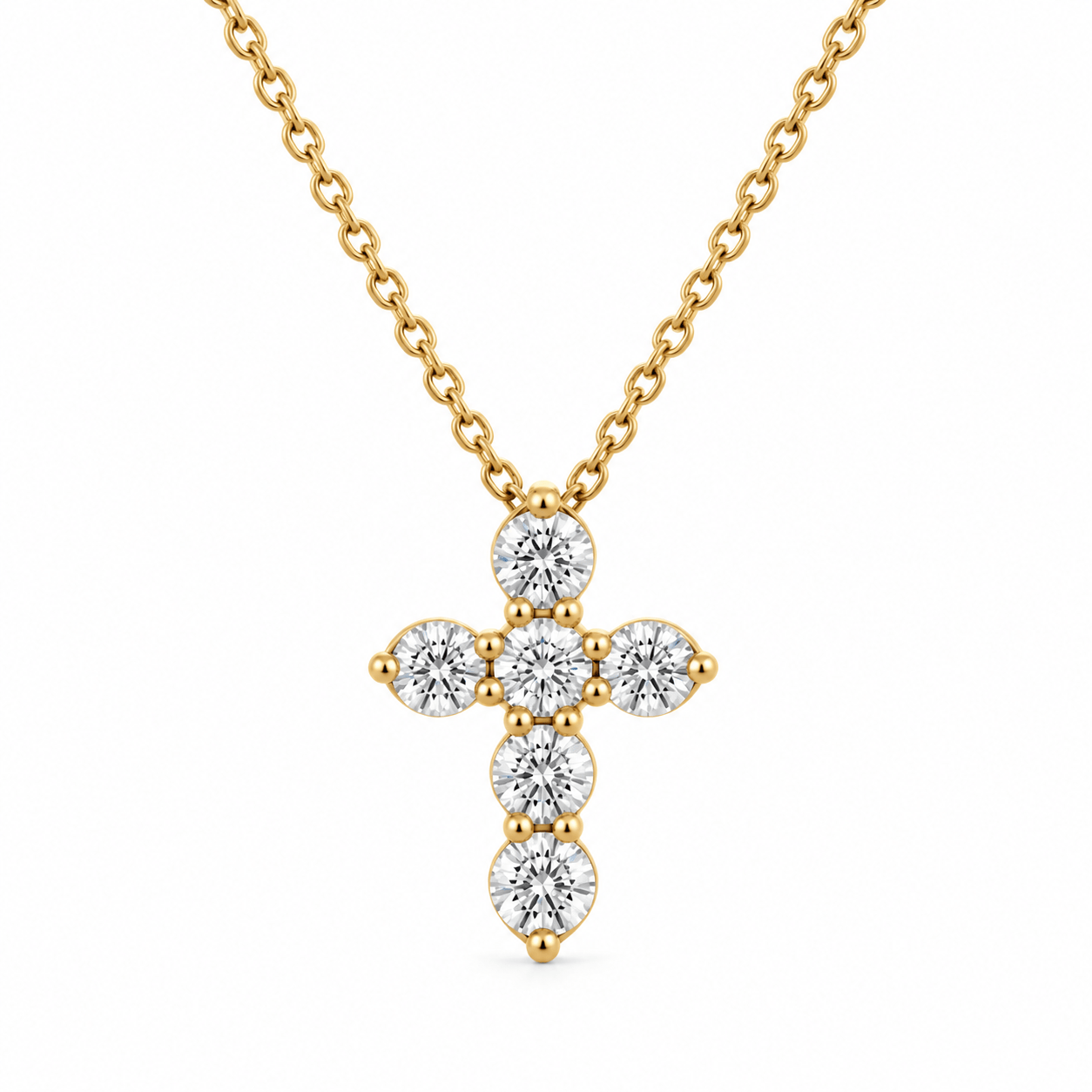 CLA NECKLACES Chunky Cross Diamond Yellow Gold Necklace