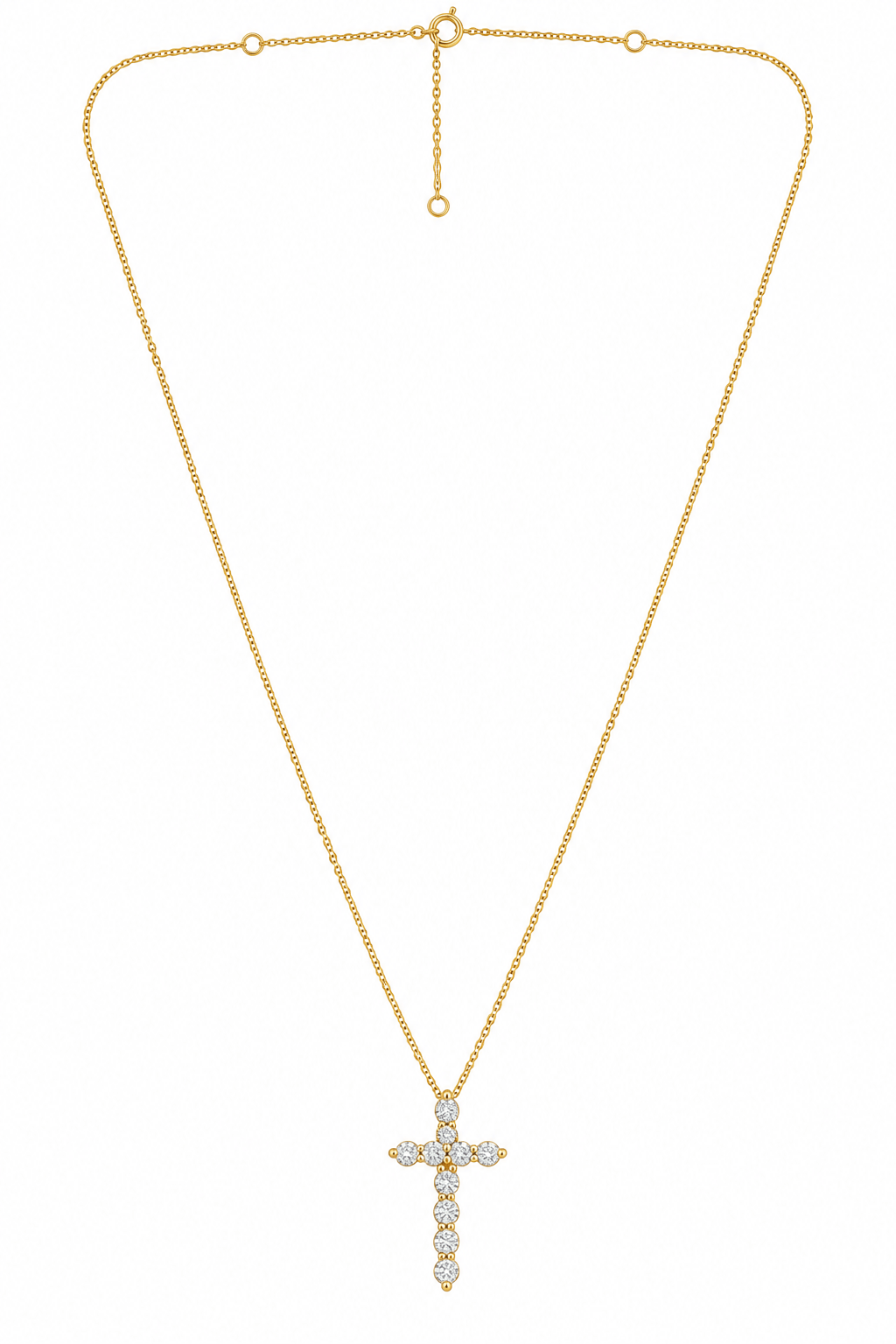 CLA NECKLACES Cross Diamond Yellow Gold Pendant Necklace
