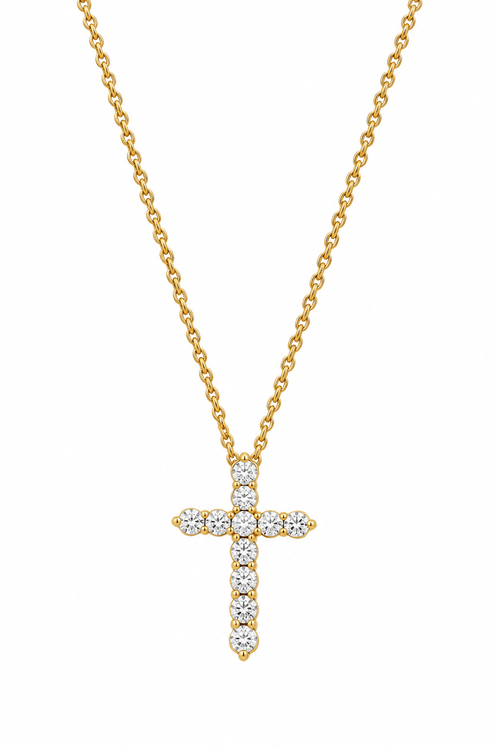 CLA NECKLACES Cross Diamond Yellow Gold Pendant Necklace
