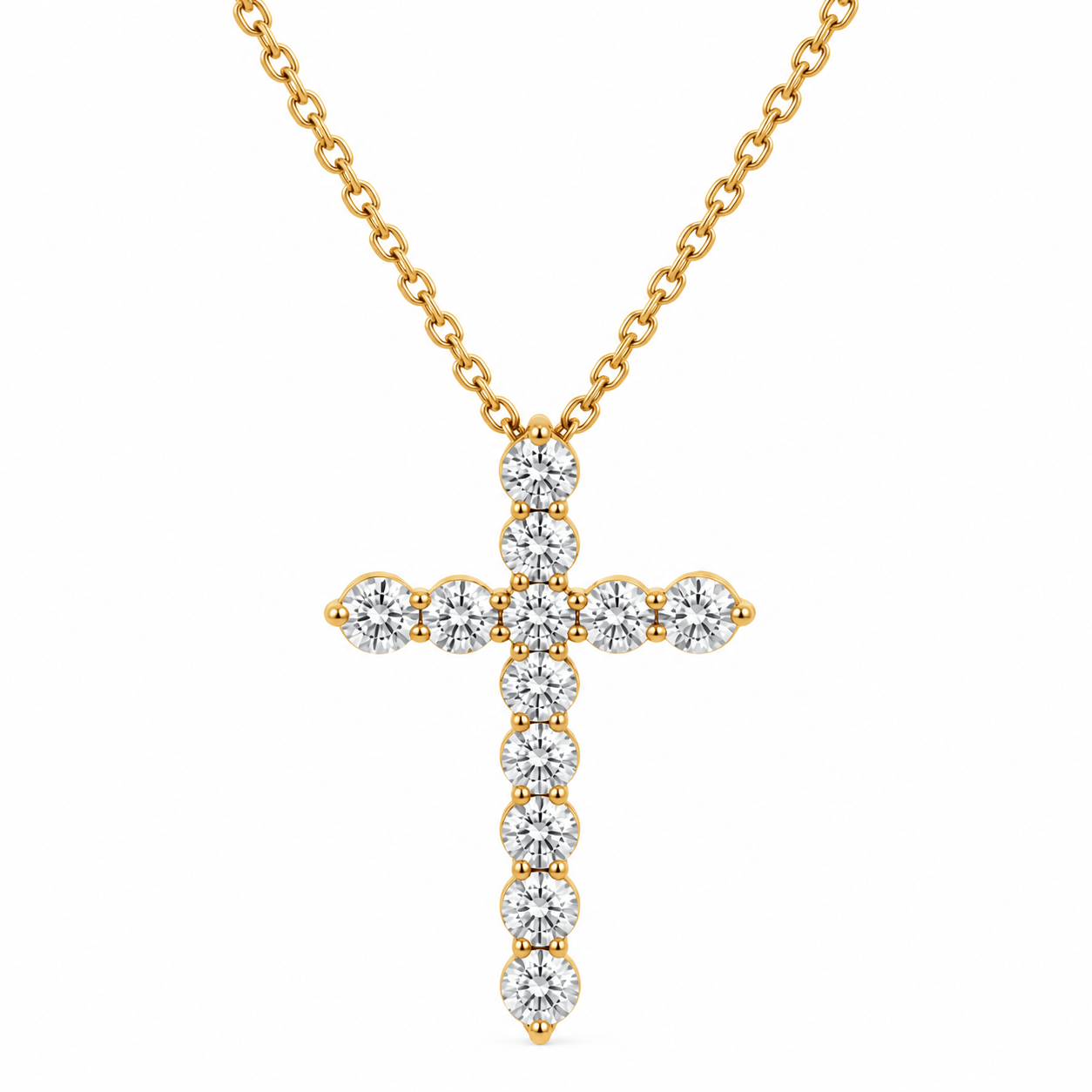 CLA NECKLACES Cross Diamond Yellow Gold Pendant Necklace
