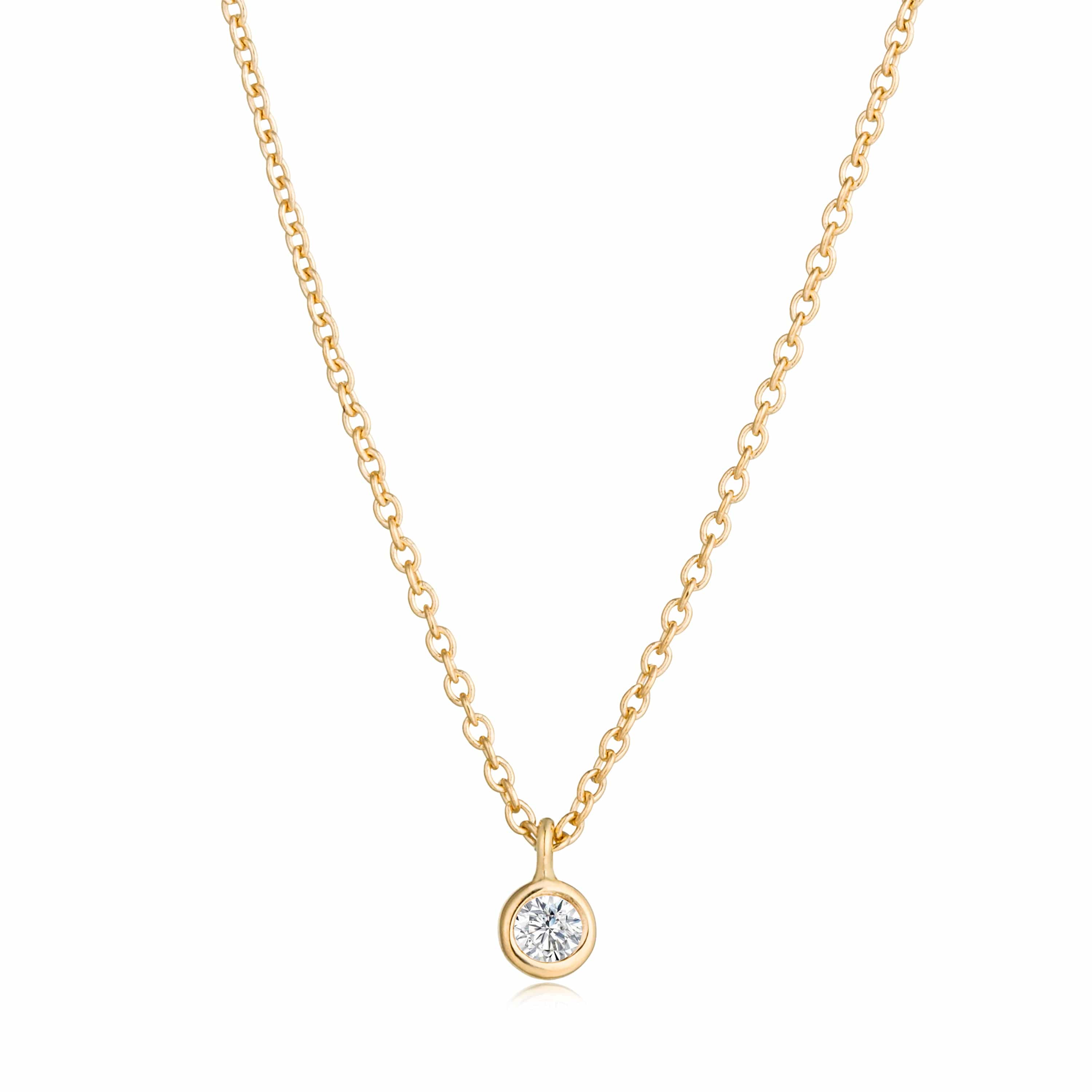 CLA NECKLACES Diamond Bezel Drop Necklace