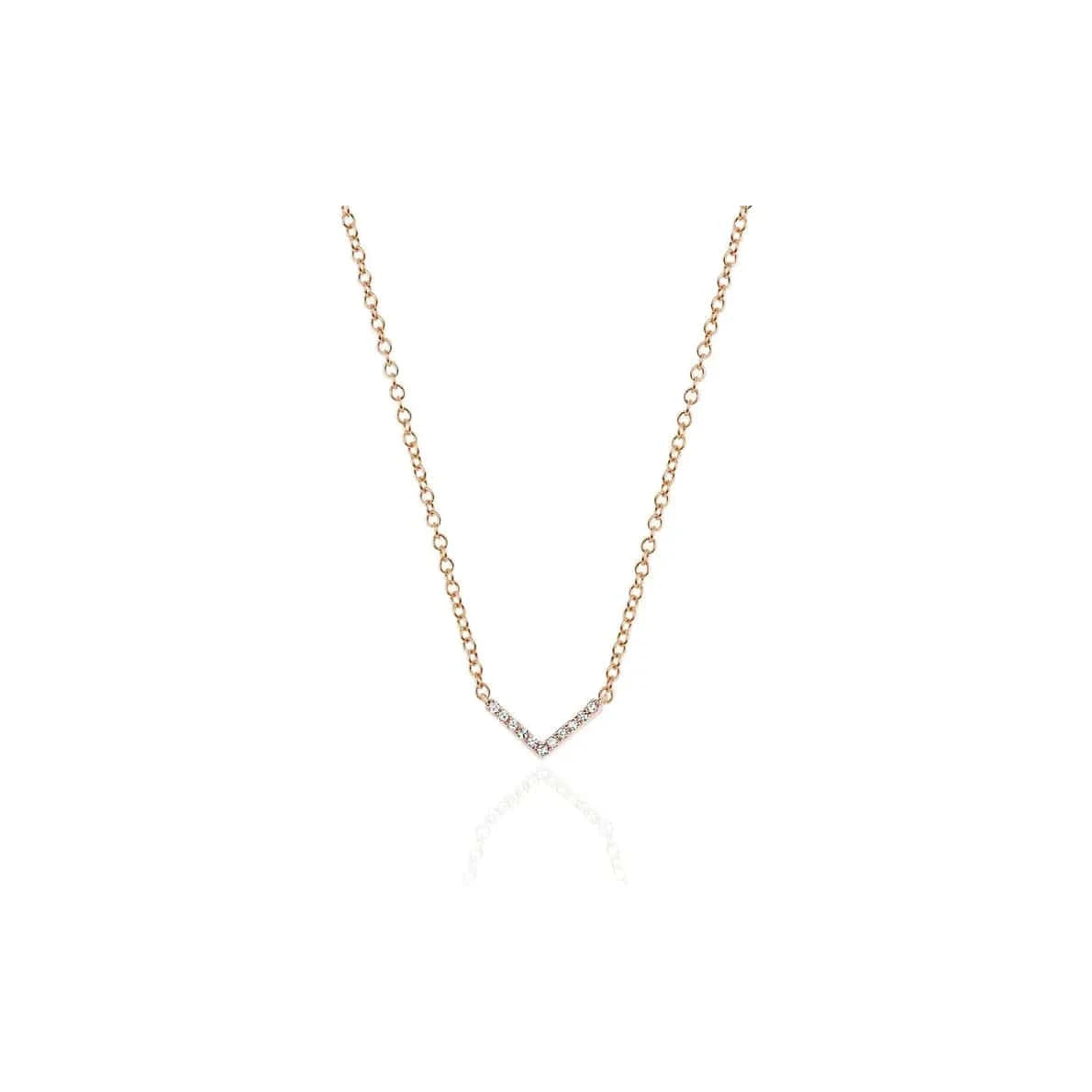 EF COLLECTION NECKLACES Rose Gold Diamond Chevron Necklace