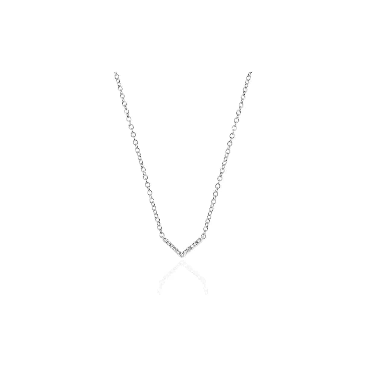 EF COLLECTION NECKLACES White Gold Diamond Chevron Necklace