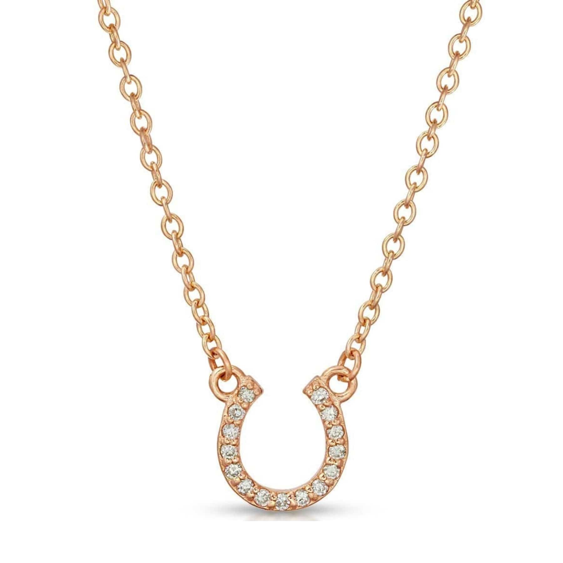 CLA NECKLACES Diamond Horseshoe Rose Gold Necklace