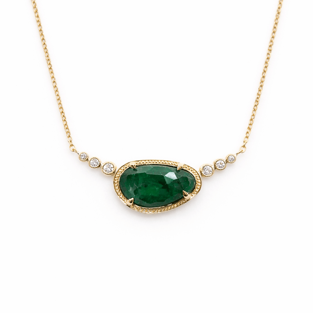 Mason Grace Jewelry NECKLACES Ellipsis Emerald & Diamond Necklace