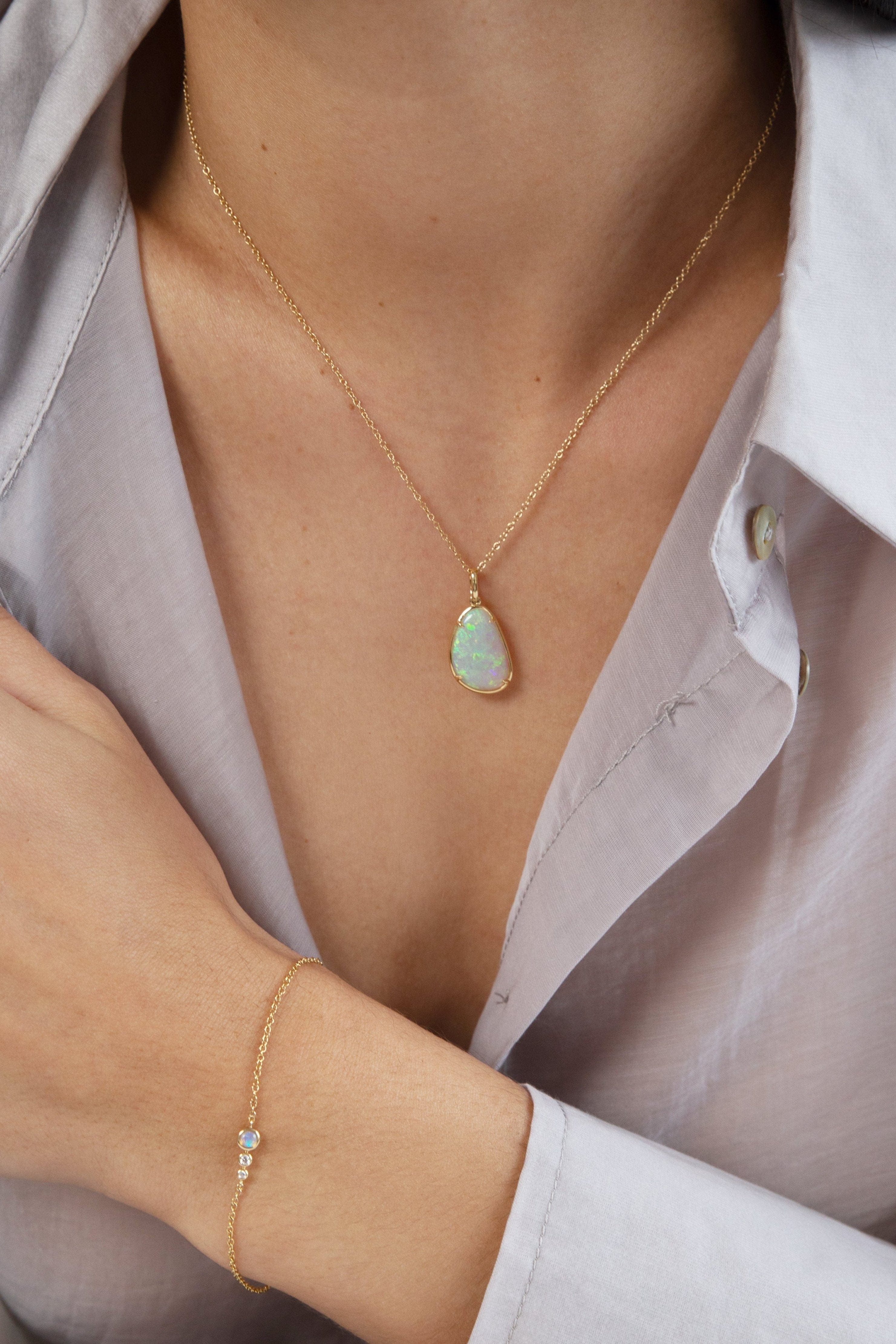 Fade to Black Jewelry NECKLACES Freeform Opal Necklace