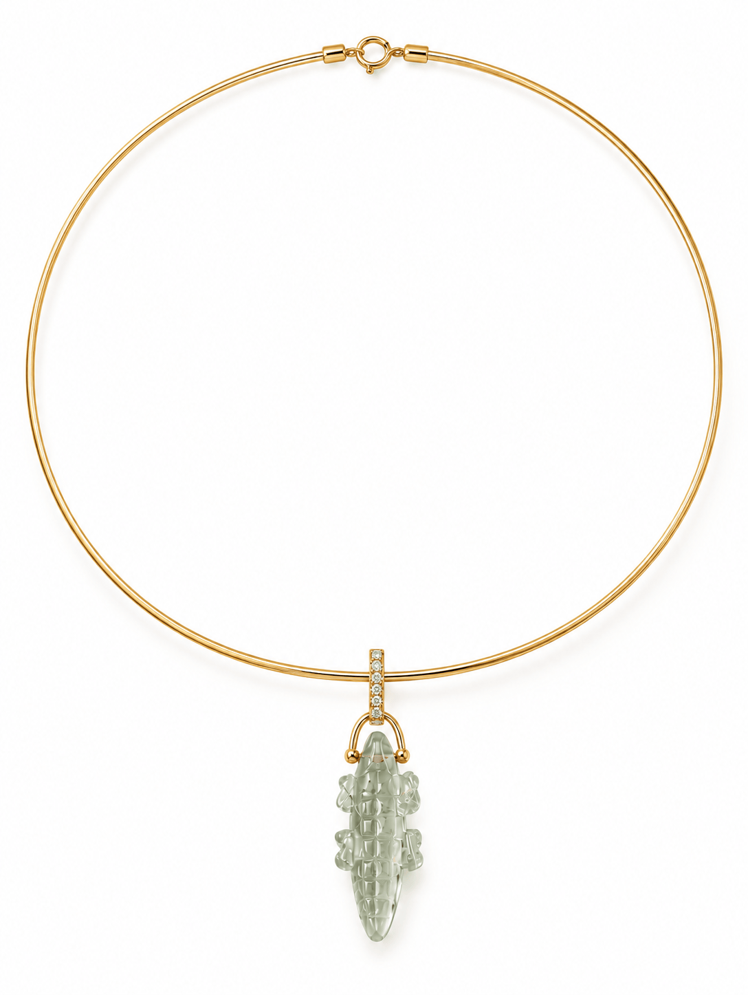 christinamagdolna NECKLACES Green Amethyst and Diamond Crocodile Collar Necklace