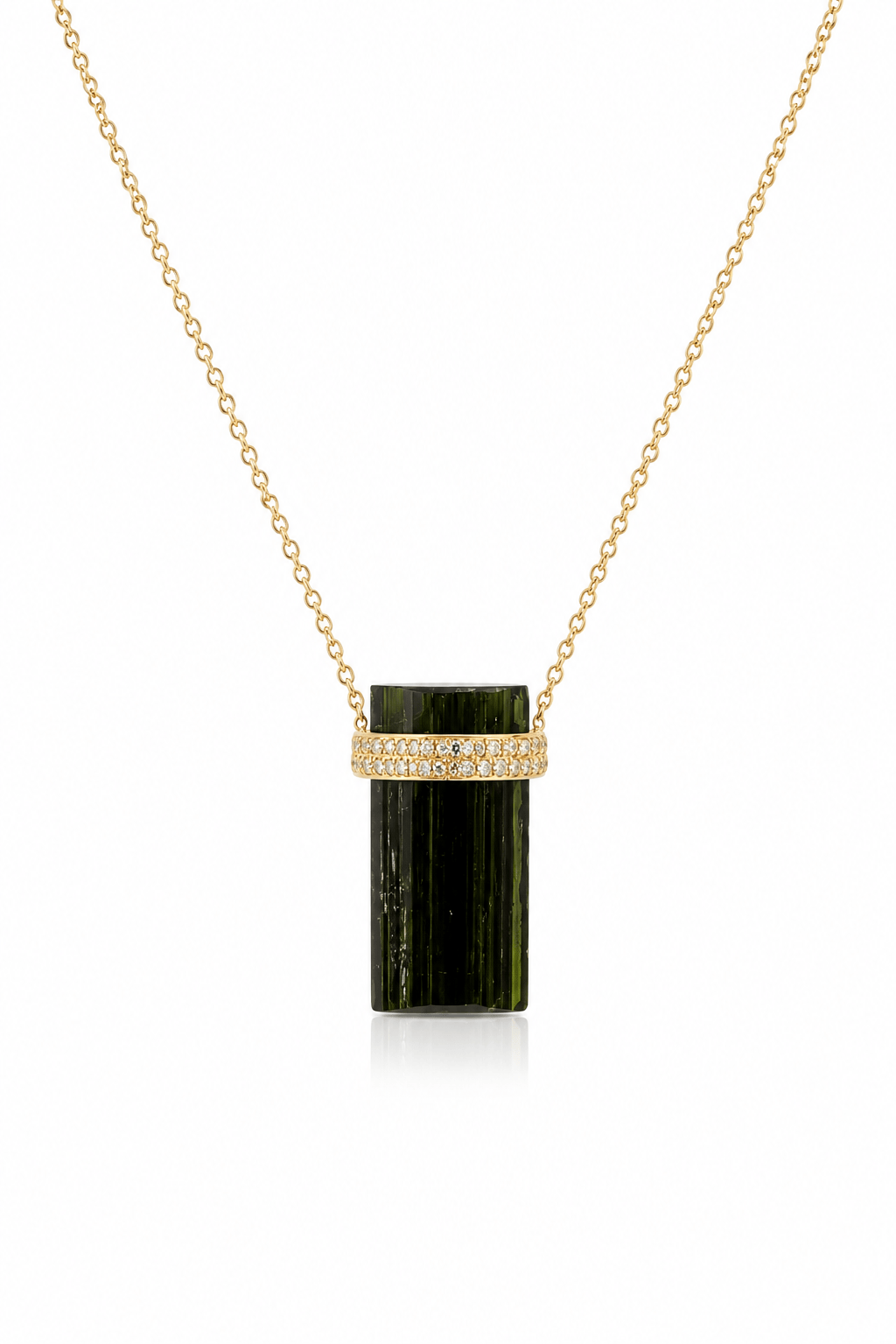 CLA NECKLACES Green Tourmaline Diamond Pendant Necklace