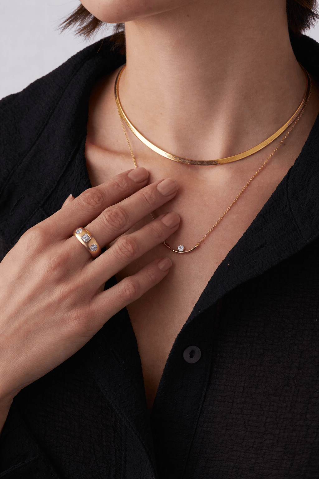 FADE TO BLACK STUDIO NECKLACES Herringbone Chain Necklace