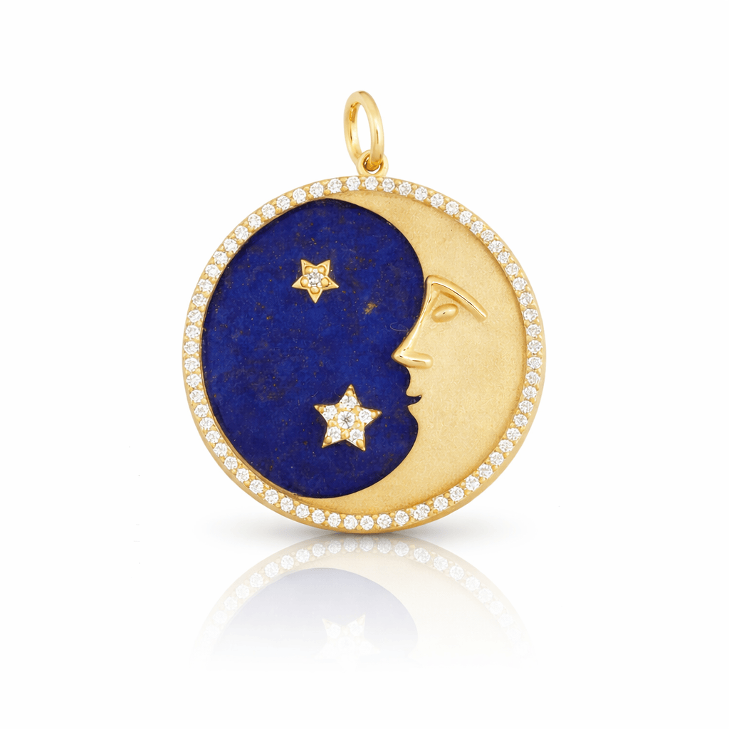 Curated Los Angeles NECKLACES Lapis Diamond Moon Charm