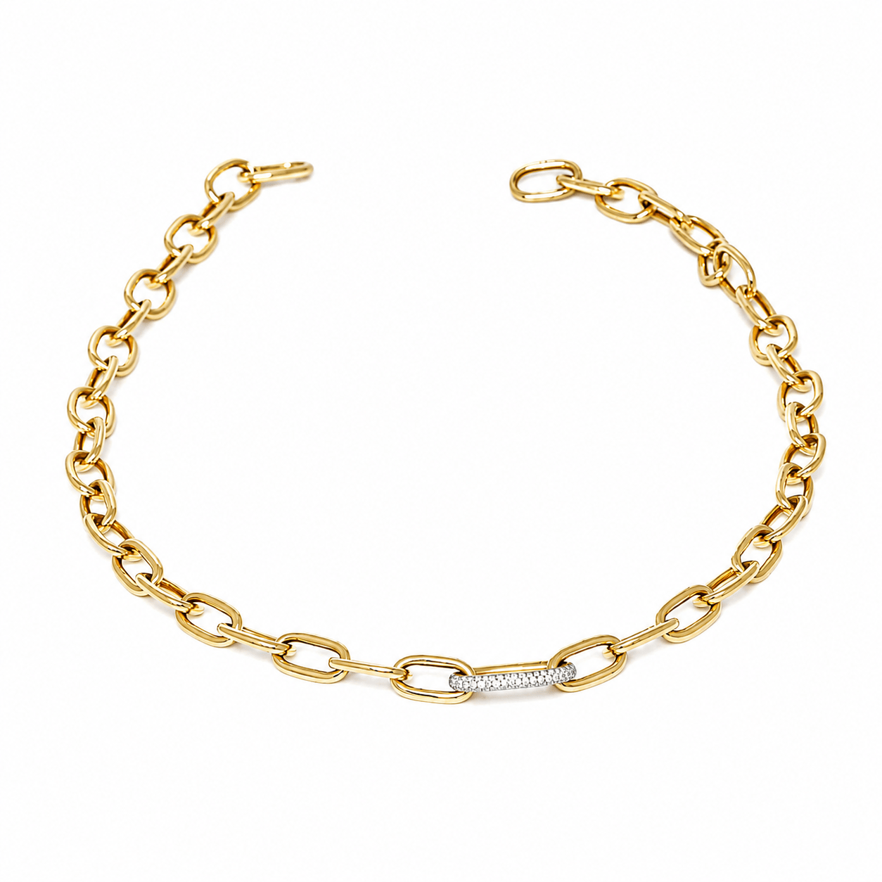 Amazing Grace NECKLACES Large Chain Link Diamond Pave Gold Necklace