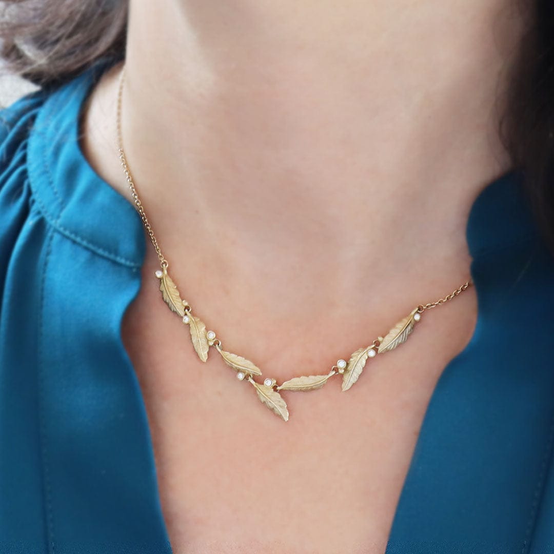 Gwen Barba NECKLACES Leaflet Diamond Berry Necklace