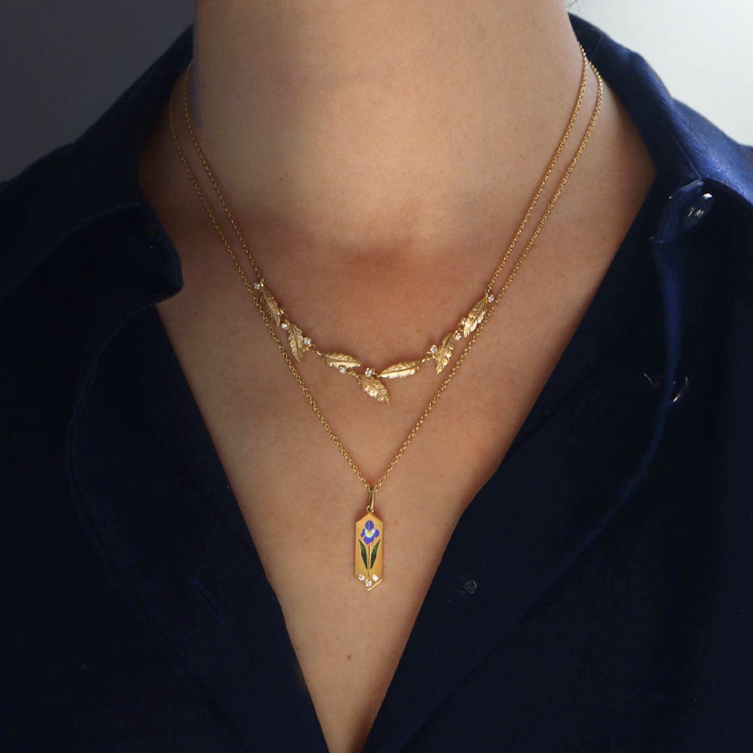 Gwen Barba NECKLACES Leaflet Diamond Berry Necklace