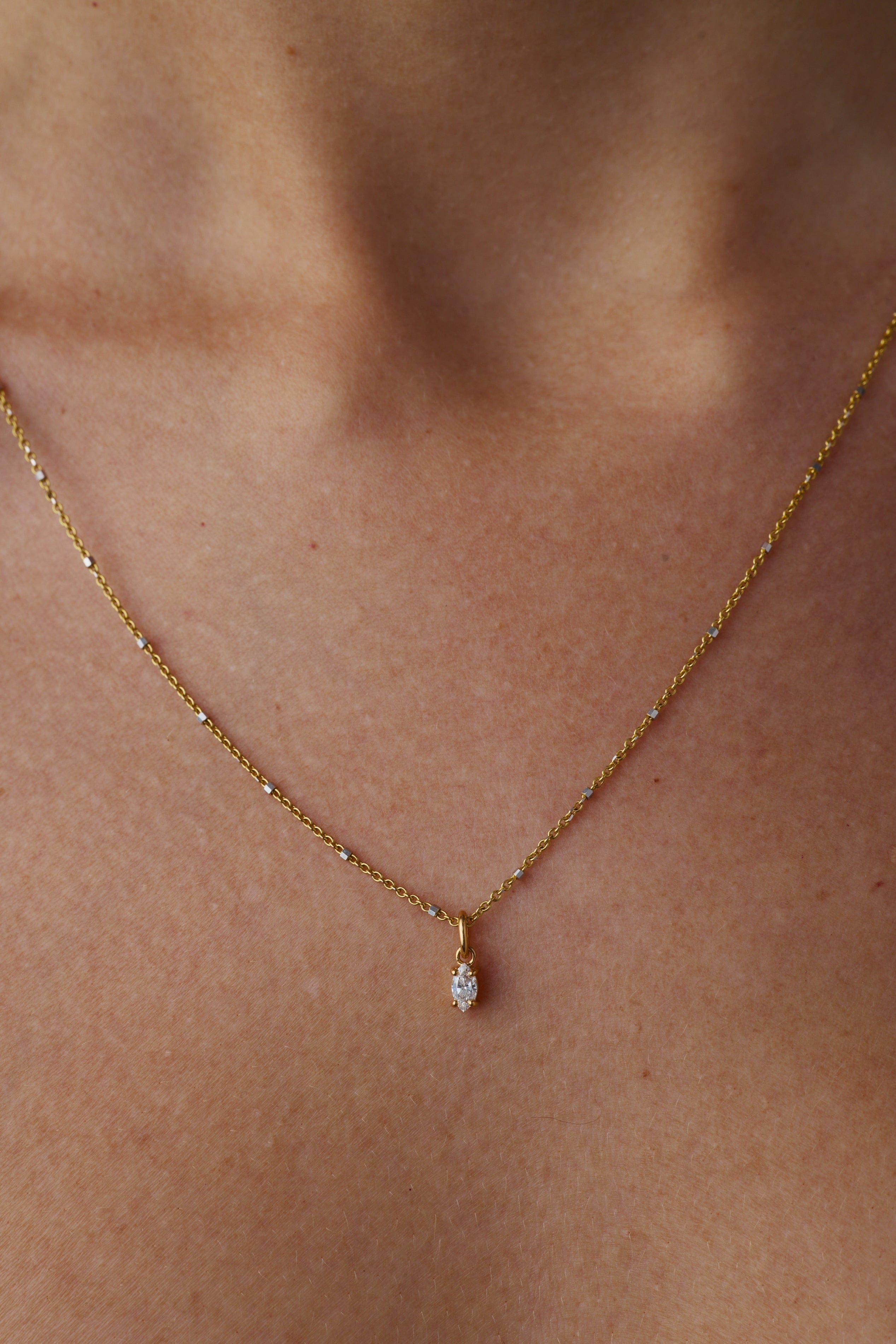 FADE TO BLACK STUDIO NECKLACES Luna Diamond Marquise Necklace
