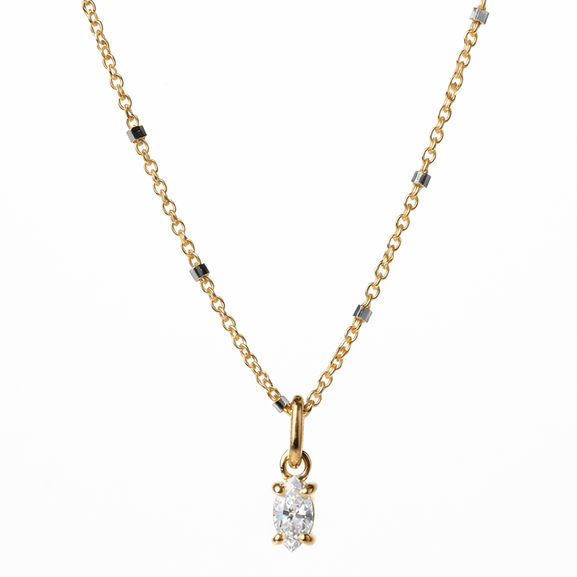 FADE TO BLACK STUDIO NECKLACES Luna Diamond Marquise Necklace
