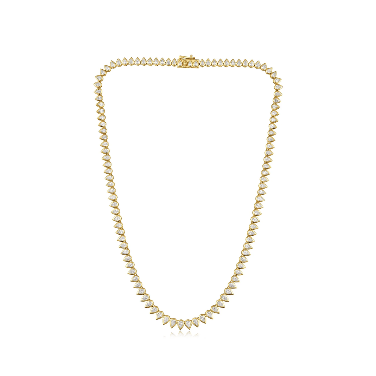 Curated Los Angeles NECKLACES Natural Diamond Pear Bezel Tennis Necklace
