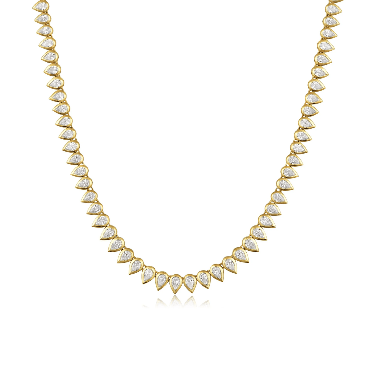 Curated Los Angeles NECKLACES Natural Diamond Pear Bezel Tennis Necklace