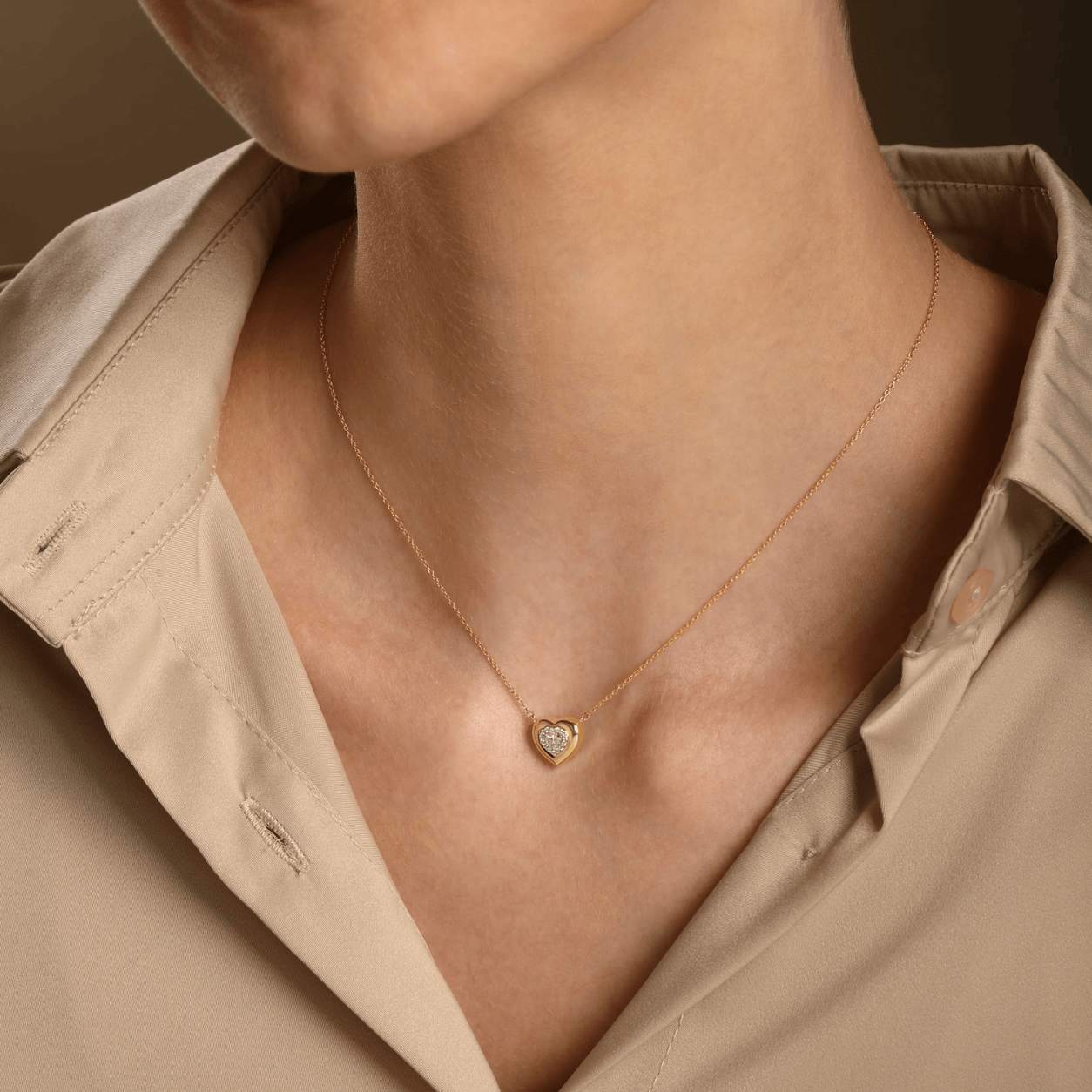 Curated Los Angeles NECKLACES Natural Diamond Puffy Heart Pendant Necklace