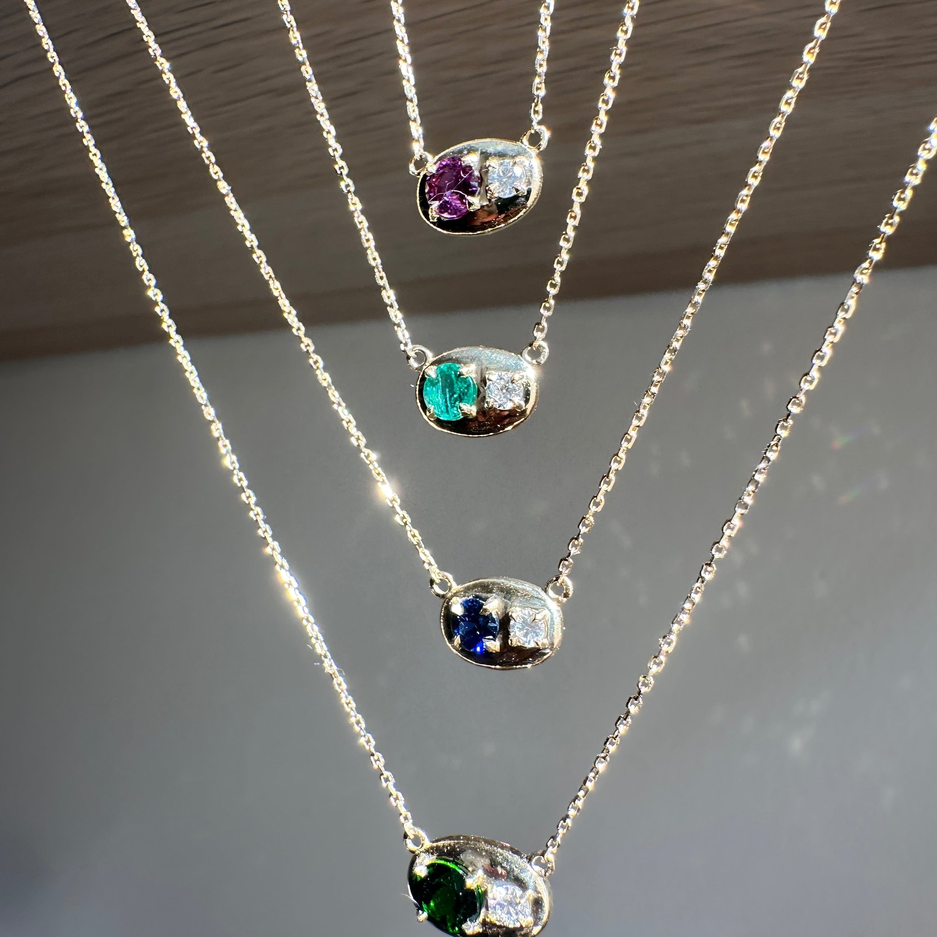 Danielle Morgan Jewelry NECKLACES Neptune Oval, Emerald x Diamond Necklace