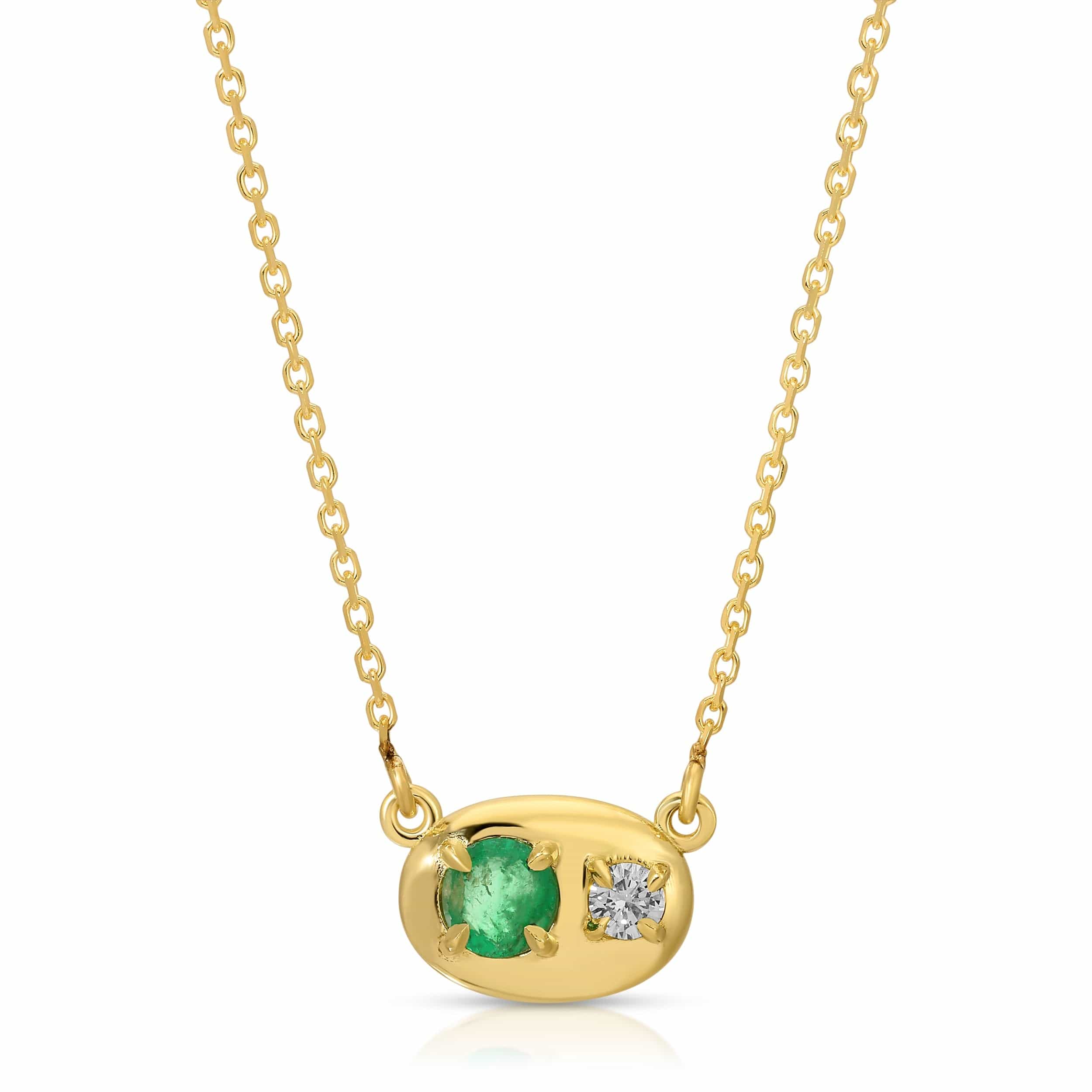Danielle Morgan Jewelry NECKLACES Neptune Oval, Emerald x Diamond Necklace