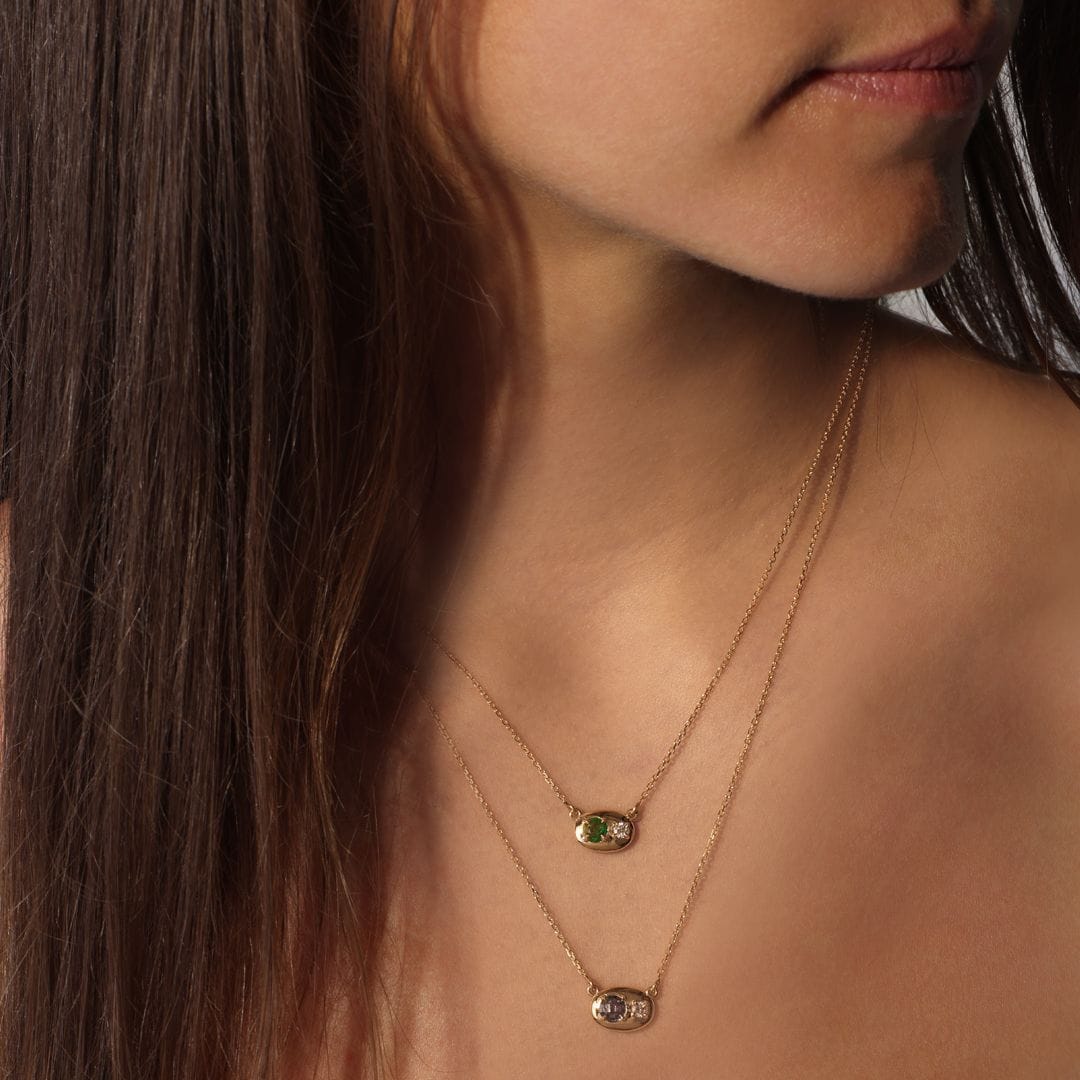 Danielle Morgan Jewelry NECKLACES Neptune Oval, Emerald x Diamond Necklace