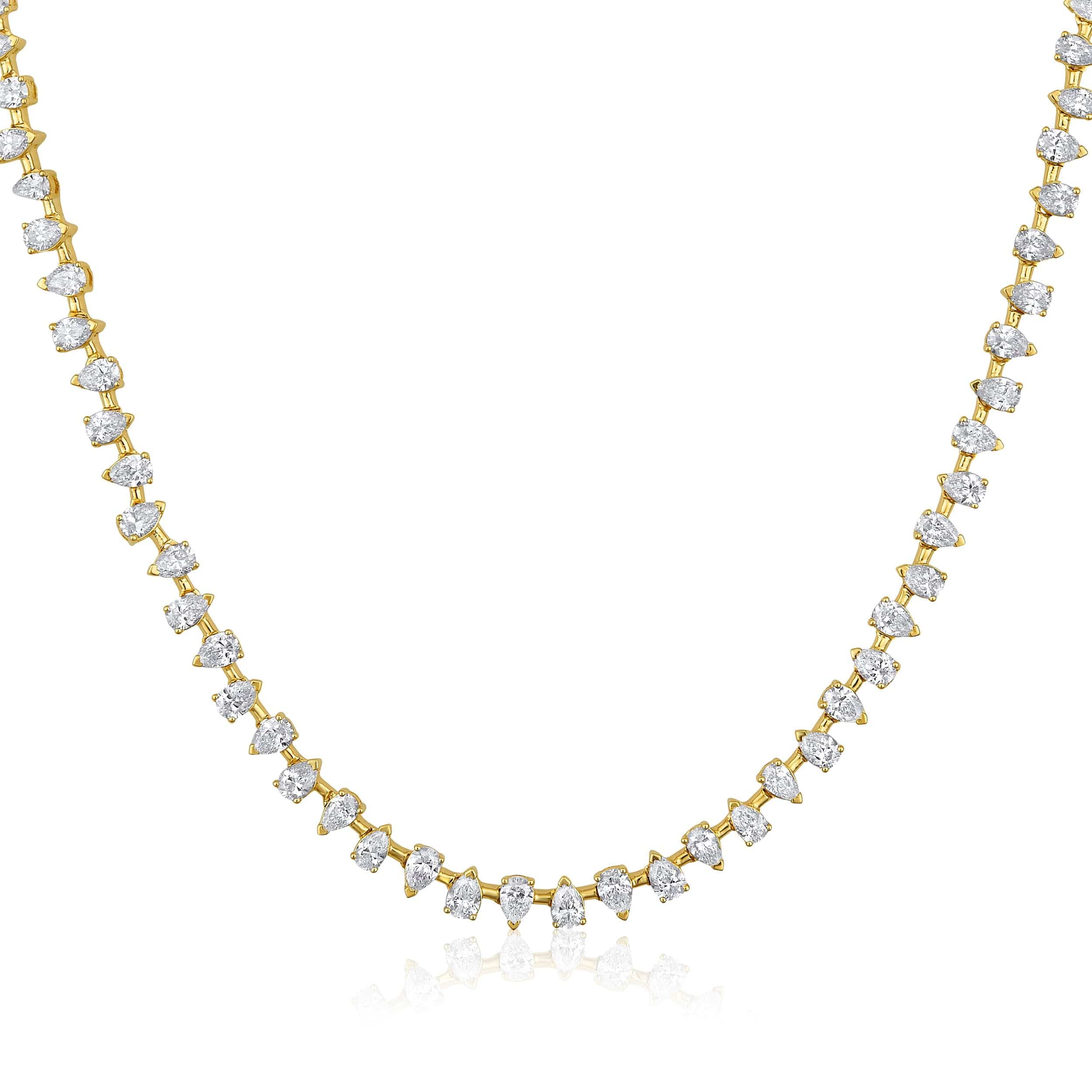 CLA NECKLACES Pear Shaped Diamond Tennis Necklace