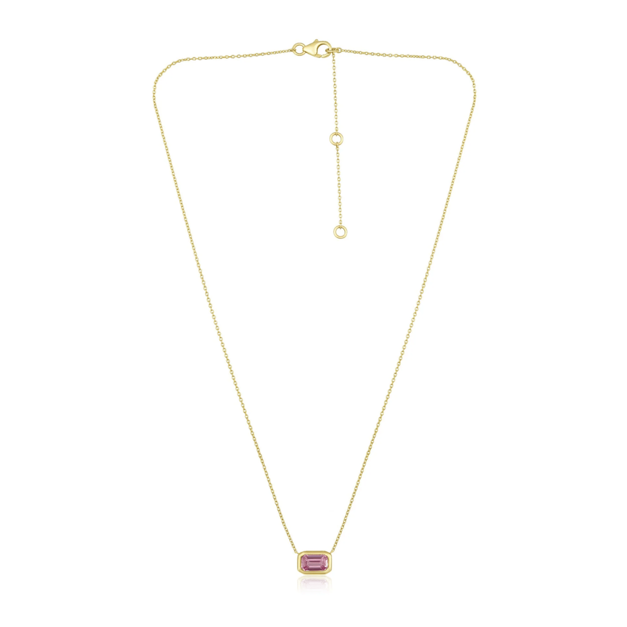 Curated Los Angeles NECKLACES Pink Sapphire Emerald Bezel Necklace