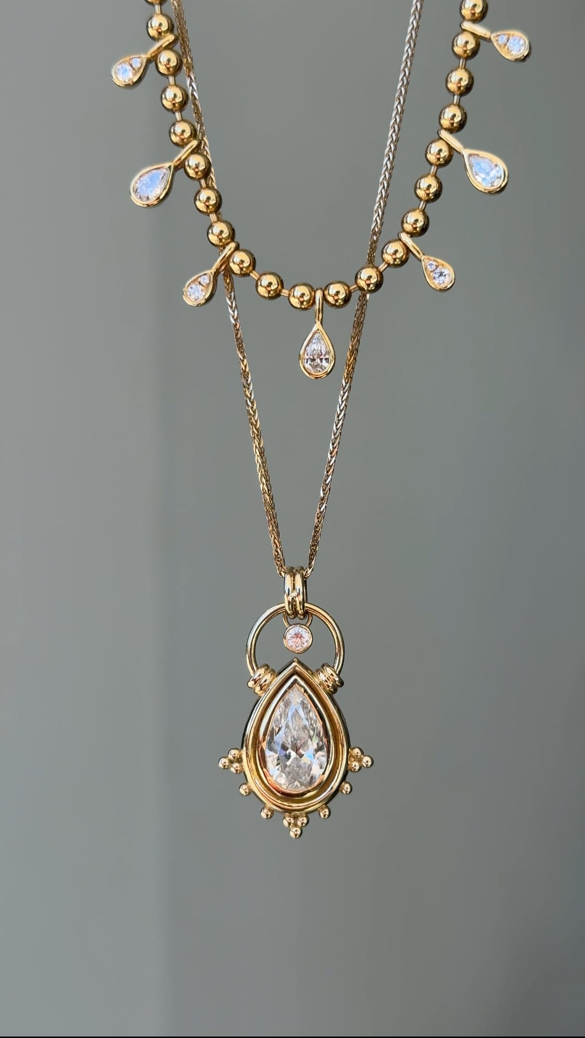 Annalisa Saylor NECKLACES Reliquia Pear Diamond Pendant Necklace