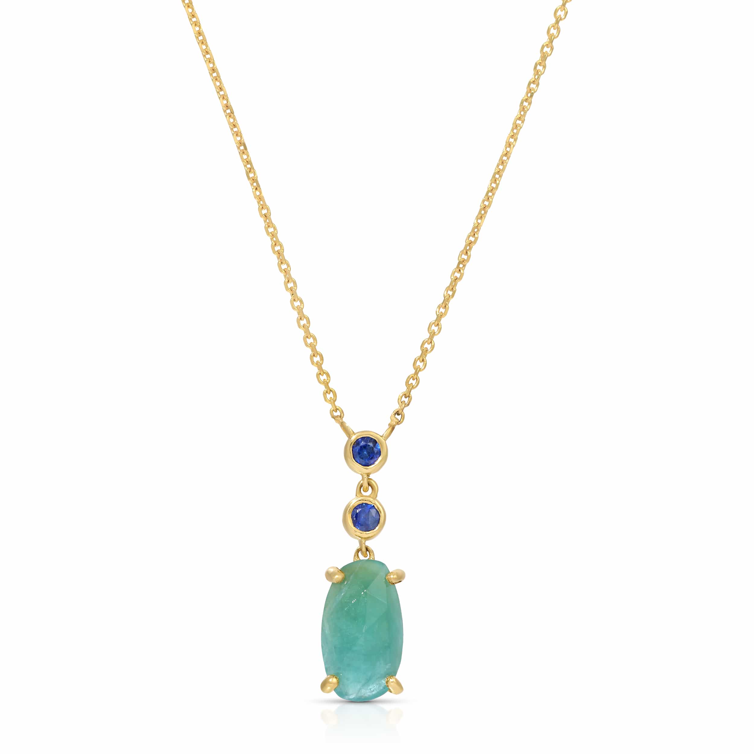 Danielle Morgan NECKLACES Rose-Cut Grandidierite and Sapphire Pendant