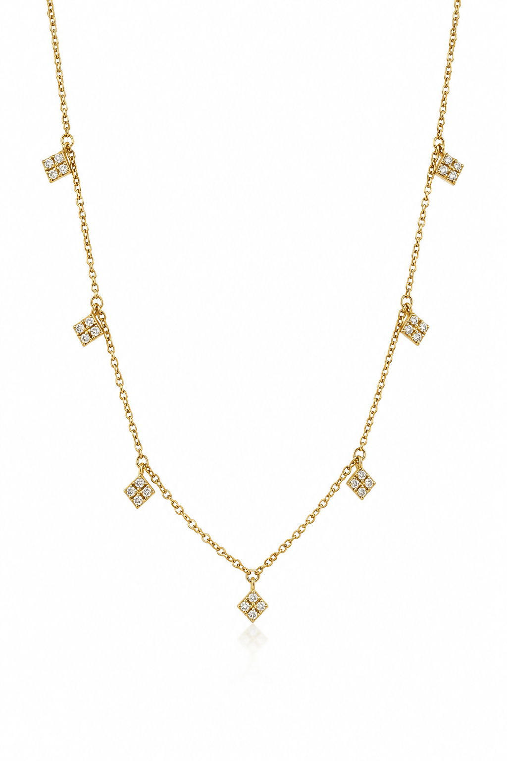 CLA NECKLACES Seven Pavé Diamond Shield Necklace
