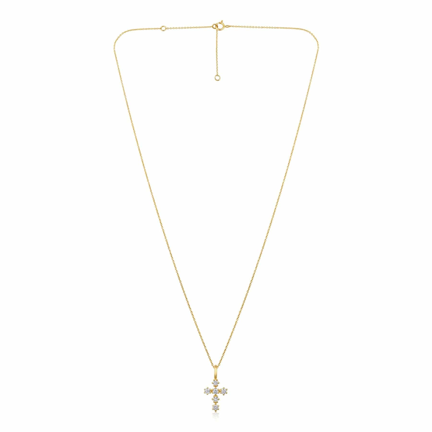 CLA NECKLACES Small Cross Diamond Yellow Gold Necklace
